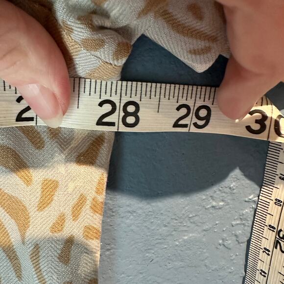 Island Republic XXL NWT Short Sleeve Button Up Palm Leaf Tan Blue Silk Washable - Picture 3 of 8